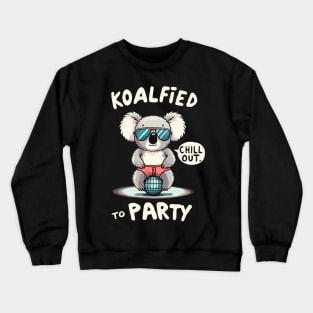 TestKoalified to Party Disco Koala (Back Print) Crewneck Sweatshirt